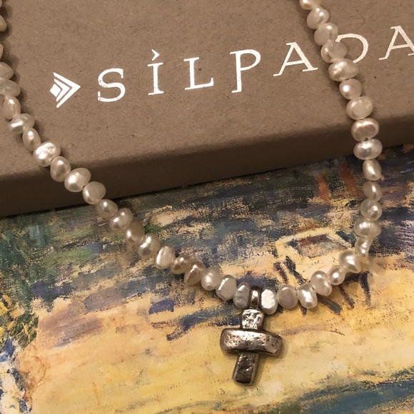 Vintage Silpada Sterling Silver Freshwater Pearl Cross Necklace N2178 - Picture 8 of 15